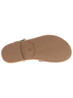 Nu-pieds bleus en cuir avec un talon plat et une boucle à ardillon