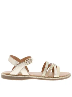 Nu-pieds Inaya E en cuir dorés avec une boucle à ardillon et fines brides