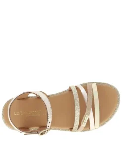 Nu-pieds Inaya E en cuir dorés avec une boucle à ardillon et fines brides