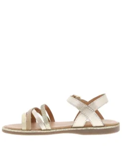Nu-pieds Inaya E en cuir dorés avec une boucle à ardillon et fines brides