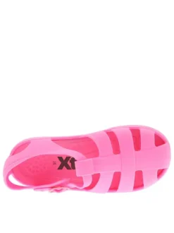 Nu-pieds rose fluo avec semelle intérieure amovible et une boucle à ardillon