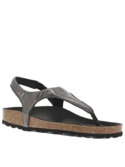 Nu-pieds anthracite aspect métallisé avec une bride élastiquée