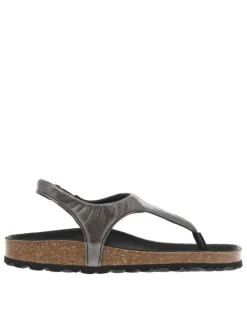 Nu-pieds anthracite aspect métallisé avec une bride élastiquée