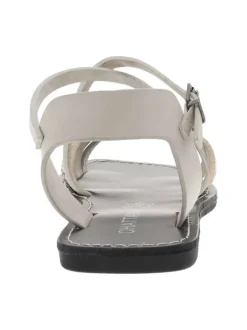 Nu-pieds à bout carré Kala grises en cuir avec fines brides entrecroisées motif serpent