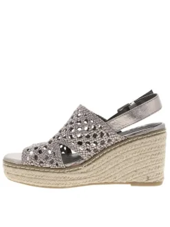 Nu-pieds bronze à talon compensé haut avec une boucle à ardillon