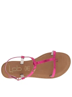 Nu-pieds Bulle fuchsia avec un imprimé reptile aspect métallisé et entre-doigt