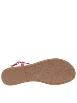 Nu-pieds Bulle fuchsia avec un imprimé reptile aspect métallisé et entre-doigt