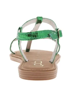 Nu-pieds Bulle verts avec imprimé serpent aspect métallisé et un entre-doigt