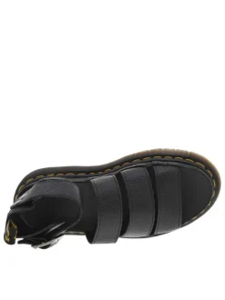 Nu-pieds Clarissa 2 Quad en cuir grainé noirs avec une semelle semi-compensée