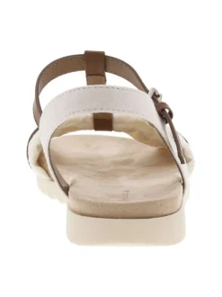 Nu-pieds écrus et marrons à semelle plate et à boucle à ardillon