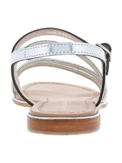 Nu-pieds en cuir argenté à paillettes à boucle à ardillon et trépointe vernie