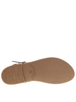 Nu-pieds en cuir chocolat à semelle plate et à boucle à ardillon