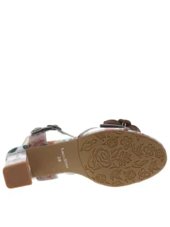 Nu-pieds en cuir multicolores avec un talon carré et 2 bandes auto-agrippantes