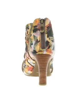 Nu-pieds en cuir multicolore à semelle marron et à talon décroché haut