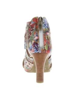 Nu-pieds en cuir multicolores à semelle décroché haut et à zip