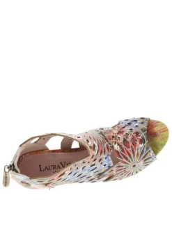 Nu-pieds en cuir multicolores à semelle décroché haut et à zip