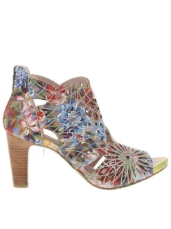 Nu-pieds en cuir multicolores à semelle décroché haut et à zip