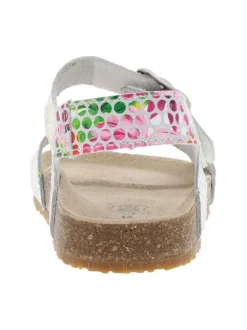 Nu-pieds en cuir multicolores à talon décroché fermés par boucle à ardillon
