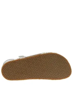 Nu-pieds en cuir multicolores à talon décroché fermés par boucle à ardillon