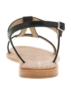Nu-pieds en cuir noir brillant à boucle à ardillon et talon décroché bas