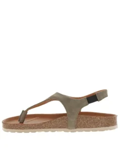Nu-pieds en cuir nubuck vertes avec bride élastiquée et un aspect liège