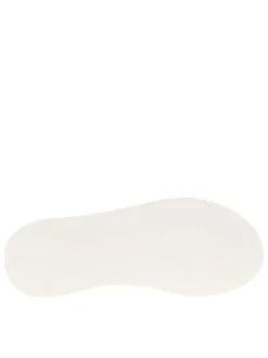 Nu-pieds en cuir or à semelle compensée et un soufflet élastiqué à l'arrière
