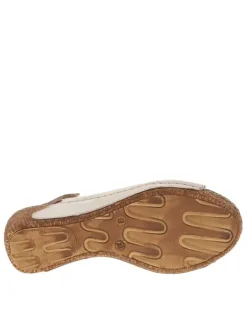Nu-pieds en cuir or à talon compensé haut et à bande auto-agrippante