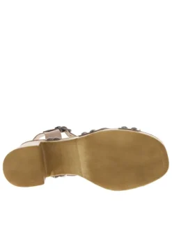 Nu-pieds en cuir platine style sabot avec un talon décroché haut