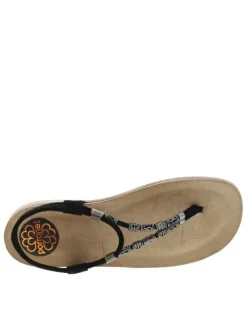 Nu-pieds en cuir suède à breloques, semelle semi-compensée et boucle à ardillon