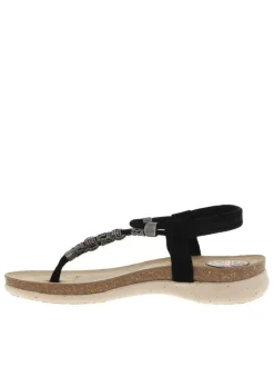 Nu-pieds en cuir suède à breloques, semelle semi-compensée et boucle à ardillon