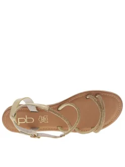 Nu-pieds Frannie dorés avec une boucle à ardillon et des strass
