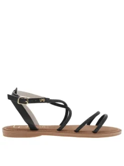Nu-pieds Frannie noirs avec des strass et une boucle à ardillon