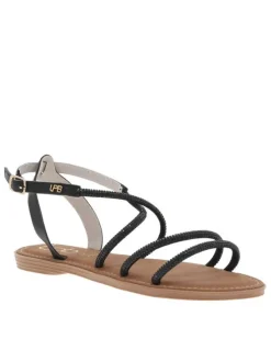 Nu-pieds Frannie noirs avec des strass et une boucle à ardillon