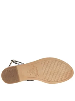 Nu-pieds Hama en cuir mordoré avec un talon plat et une boucle à ardillon