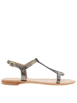 Nu-pieds Hama en cuir mordoré avec un talon plat et une boucle à ardillon