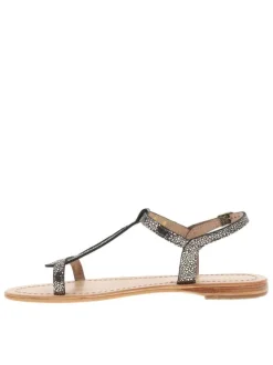 Nu-pieds Hama en cuir mordoré avec un talon plat et une boucle à ardillon