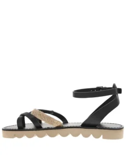 Nu-pieds Leia noirs détail en corde avec une boucle à ardillon et entre-doigt