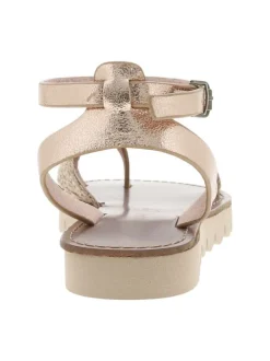 Nu-pieds Leia roses aspect métallisé avec boucle à ardillon et entre-doigt