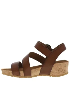 Nu-pieds Lilou marron en cuir à talon compensé avec aspect fumé sur les extrémités des brides