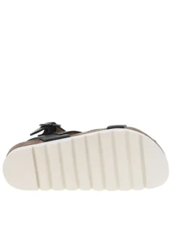 Nu-pieds Lucia noirs avec une boucle ronde métallique et à plateforme