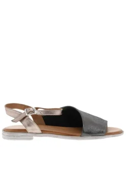 Nu-pieds Malbo en cuir noirs à semelle plate et à boucle à ardillon