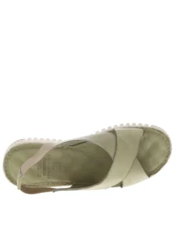 Nu-pieds Mira en cuir kaki à bandes élastiquées et brides entrecroisées