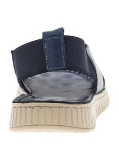 Nu-pieds Mira en cuir marine avec brides entrecroisées et bandes élastiquées