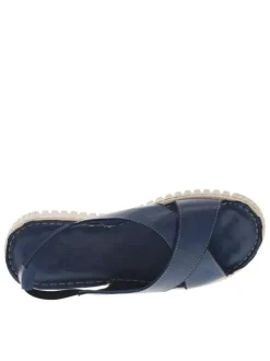 Nu-pieds Mira en cuir marine avec brides entrecroisées et bandes élastiquées