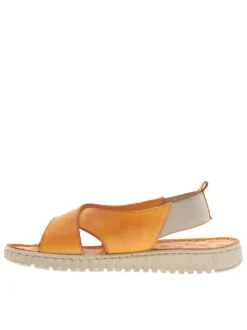 Nu-pieds Mira en cuir orange avec brides entrecroisées et à bandes élastiquées