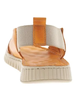 Nu-pieds Mira en cuir orange avec brides entrecroisées et à bandes élastiquées