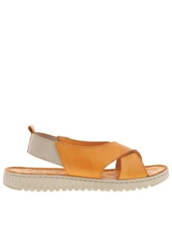 Nu-pieds Mira en cuir orange avec brides entrecroisées et à bandes élastiquées