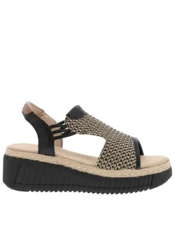 Nu-pieds noirs avec un talon compensé et fermeture à slip-on