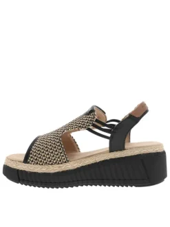 Nu-pieds noirs avec un talon compensé et fermeture à slip-on