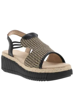 Nu-pieds noirs avec un talon compensé et fermeture à slip-on